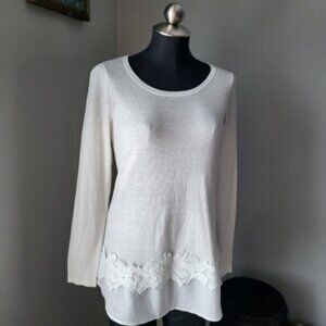 Rickis white floral lace sweater Sz Small
